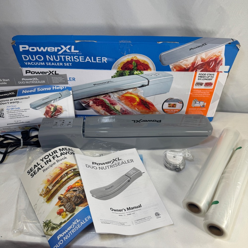 PowerXL Duo Nutrisealer Vacuum Sealer Set‎ Gray VS2 140W with Accessory Kit